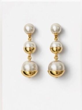 ✨ IBB London Gold Tone, Glass Pearl Drop Earrings✨